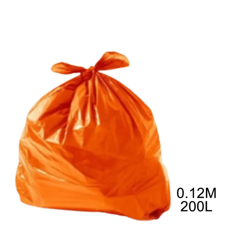 Saco para lixo laranja 200L 0.12m com 100 unidades