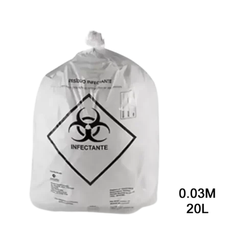 Saco para lixo branco hospitalar 20L 0.03m com 100 unidades