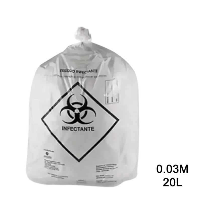 Saco para lixo branco hospitalar 20L 0.03m com 100 unidades