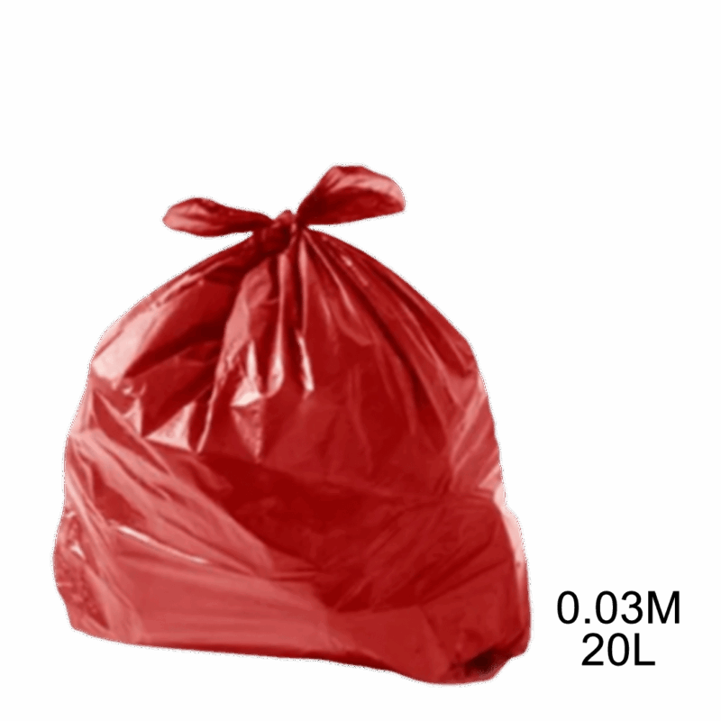 Saco para lixo vermelho 20L 0.3m com 100 unidades