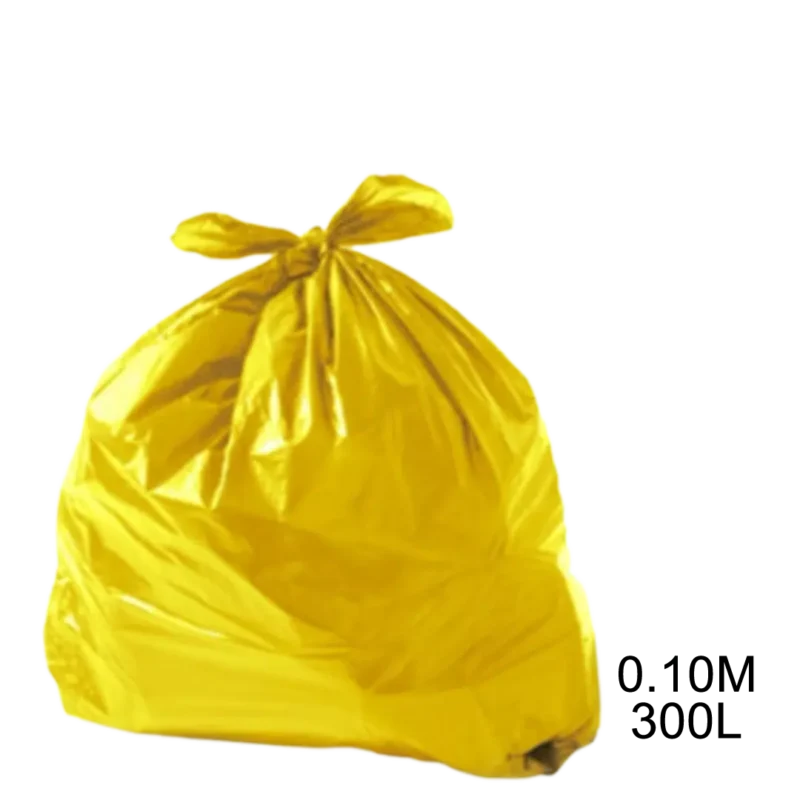 Saco para lixo amarelo 300L 0.10m com 100 unidades