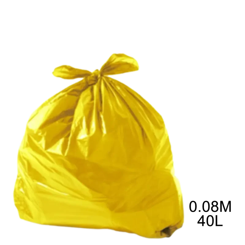 Saco para lixo amarelo 40L 0.08m com 100 unidades