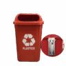Lixeira com suporte metalico 50L vermelho com logo - Bralimpia