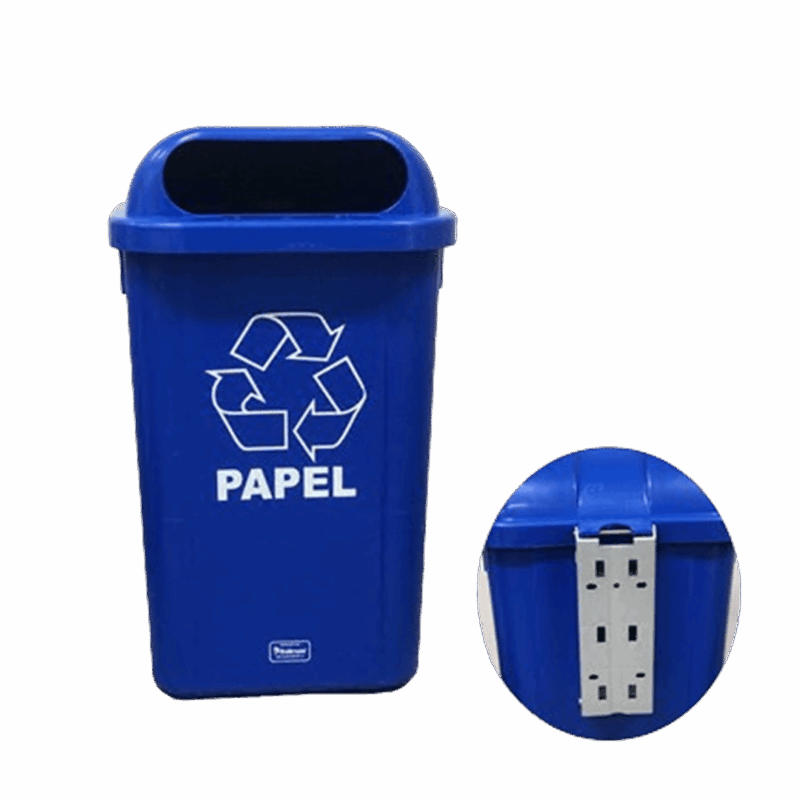 Coletor 50L azul c/ suporte plastico com adesivo - Bralimpia