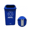 Coletor 50L azul c/ suporte plastico com adesivo - Bralimpia