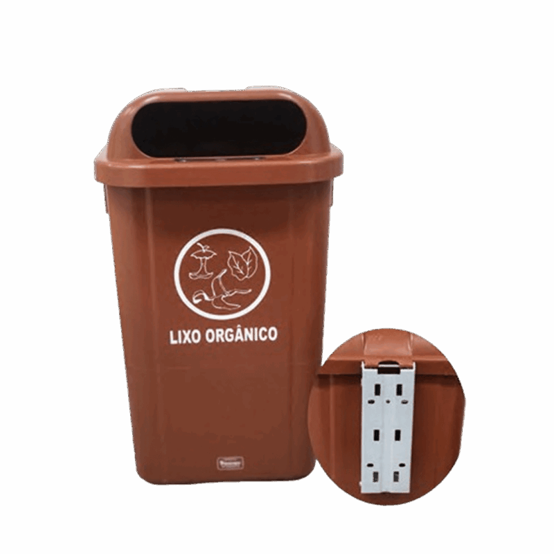 Coletor 50L marrom c/ suporte plastico com adesivo - Bralimpia