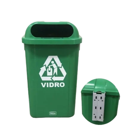 Coletor 50L verde c/ suporte plastico com adesivo - Bralimpia