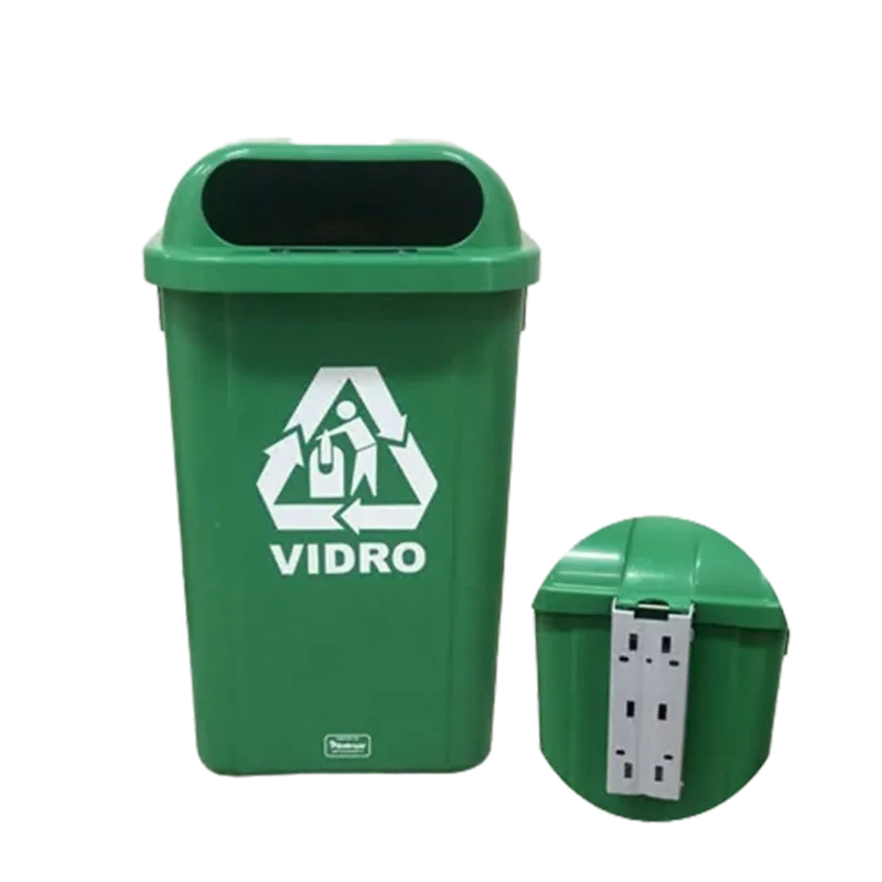 Coletor 50L verde c/ suporte plastico com adesivo - Bralimpia