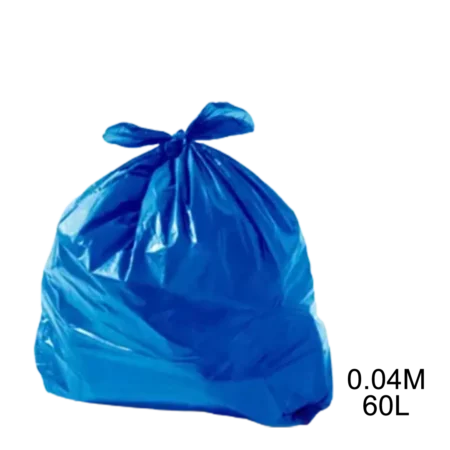 Saco para lixo azul 60L 0.04m com 100 unidades