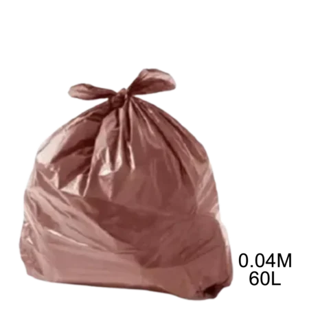 Saco para lixo marrom 60L 0.04m com 100 unidades