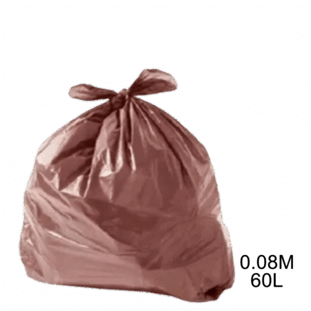 Saco para lixo marrom 60L 0.08 m com 100 unidades