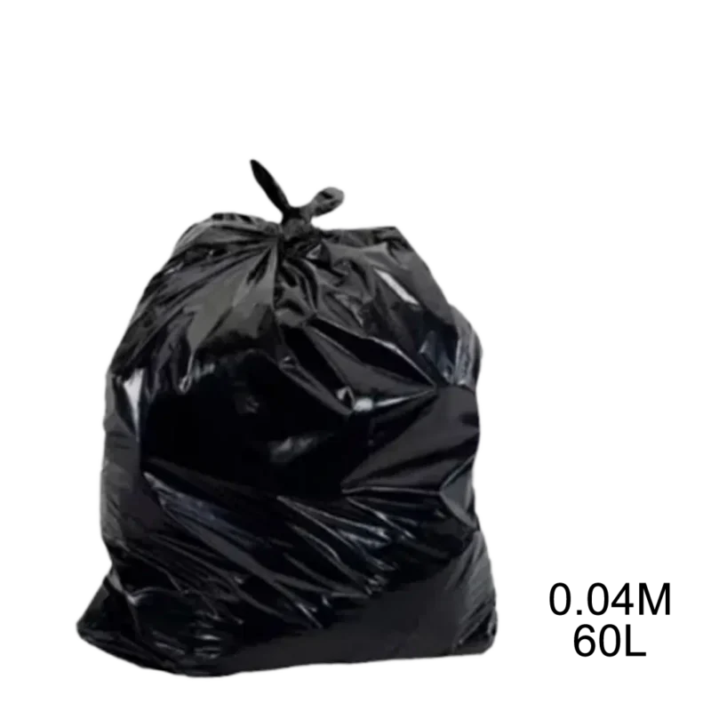 Saco para lixo preto 60L 0.04m com 100 unidades