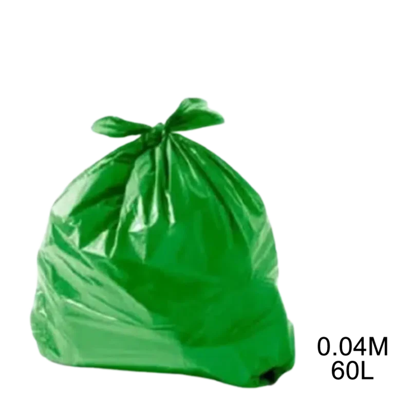 Saco para lixo verde 60L 0.04m com 100 unidades