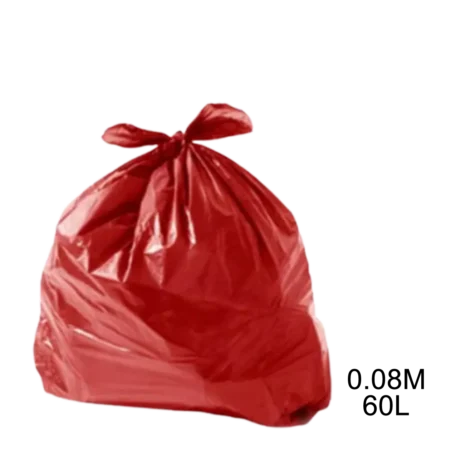 Saco para lixo vermelho 60L 0.08m com 100 unidades