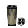 Lixeira inox quadrada com tampa para 500 copos 24x50cm