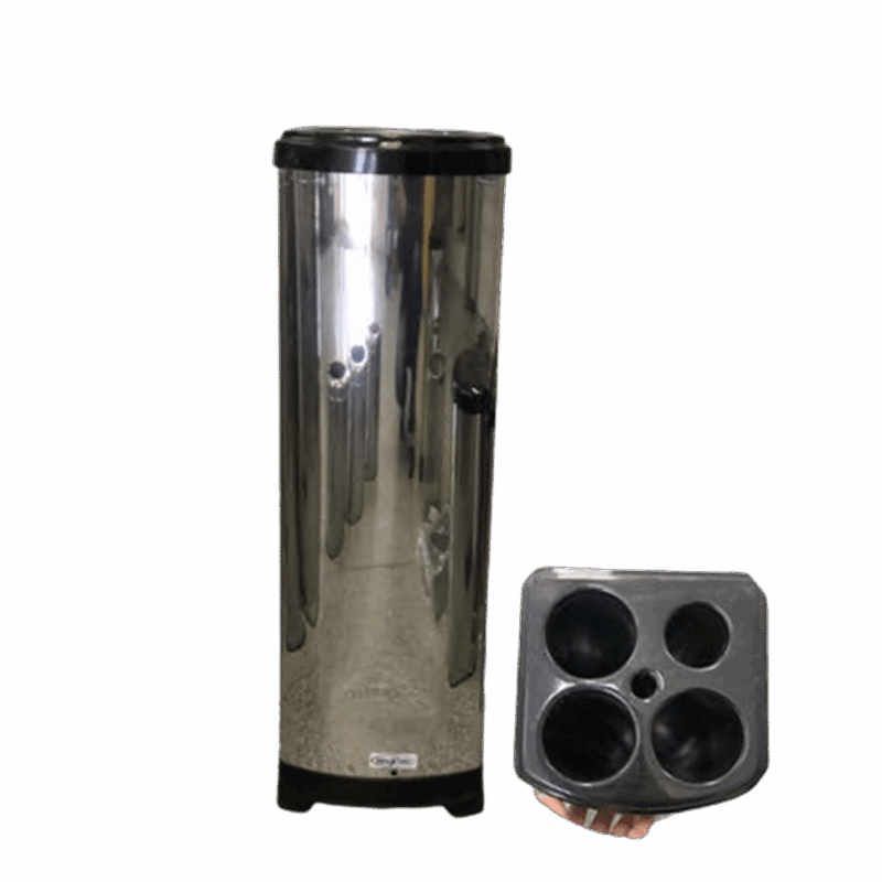 Lixeira inox quadrada com tampa preta para 700 copos 24x70cm