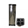 Lixeira inox quadrada com tampa preta para 700 copos 24x70cm