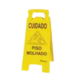 Placa sinalizadora piso molhado amarela - Bralimpia