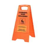 Placa sinalizadora piso molhado laranja
