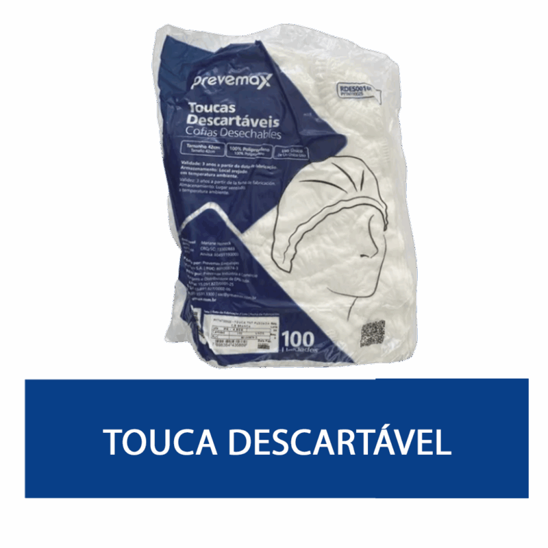 Touca Descartável TNT - pacote com 100 unidades  - tamanho único - Prevemax - Image 2