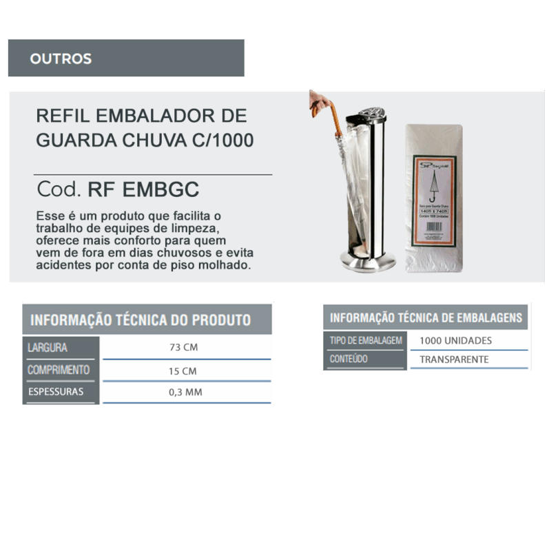 Refil Embalador de Guarda Chuva c/1.000 membranas - Image 2