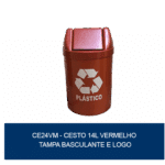 CE24VM - Cesto 14L vermelho com tampa basculante e logo - Bralimpia - Image 2