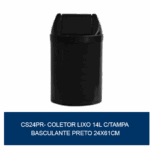 Coletor de lixo 14L com tampa basculante preto - Bralimpia - Image 2