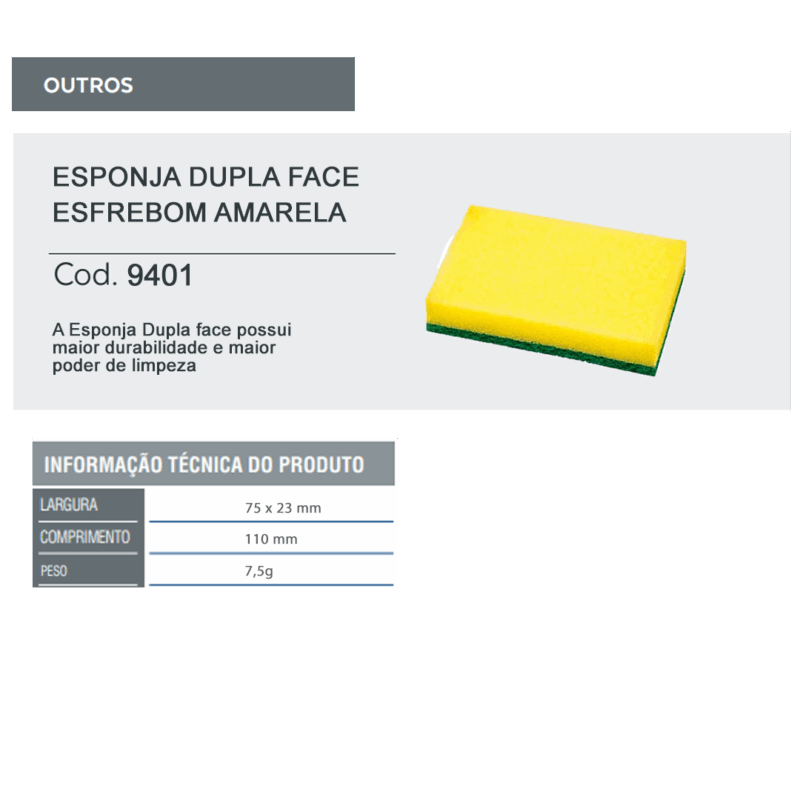 Esponja Dupla Face Esfrebom Amarela - Image 2