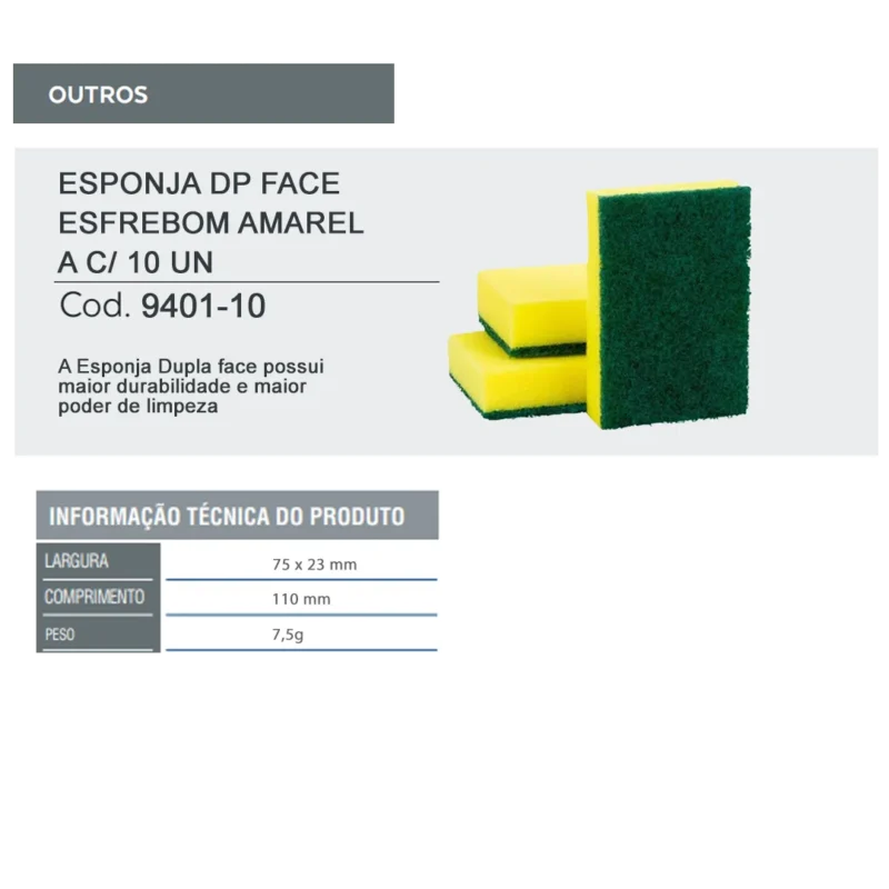 Esponja Dupla Face Esfrebom Amarela c/ 10 Un - Image 3